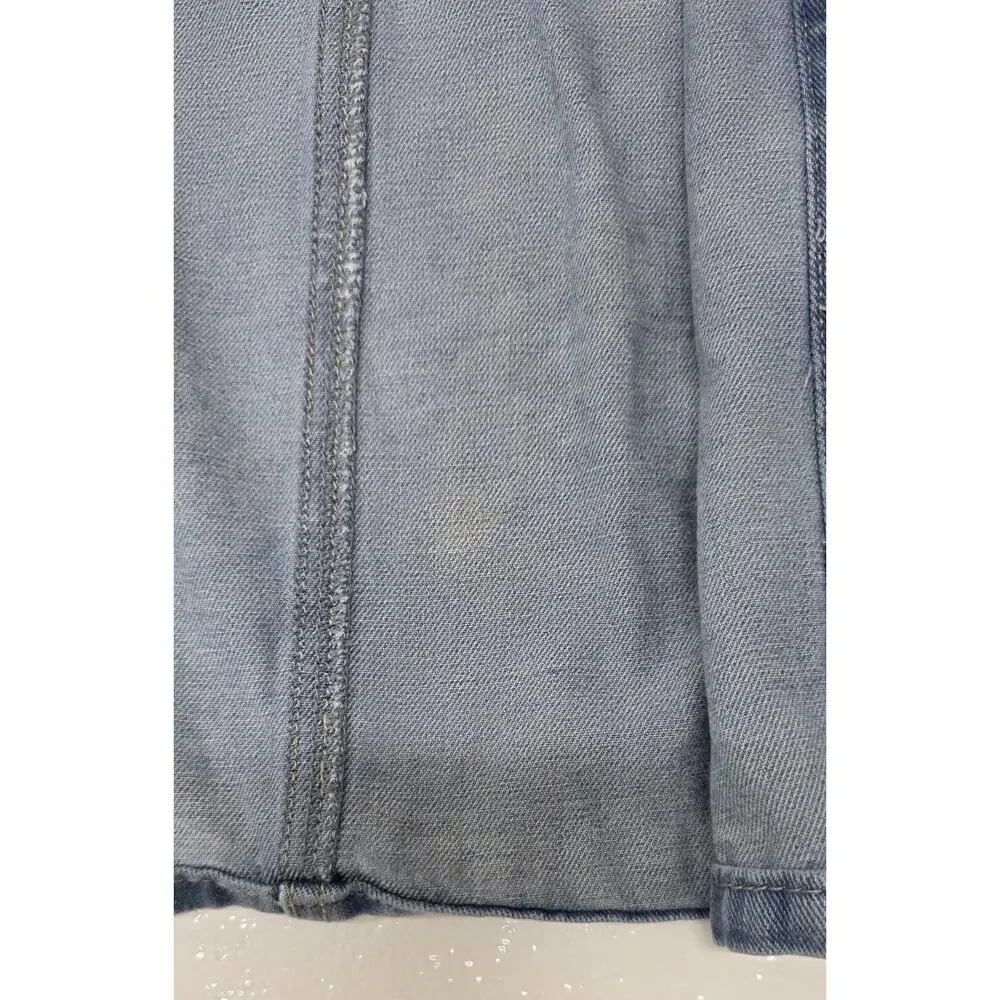 Forever 21 Distressed Denim Mini Skirt Button Front Medium Wash Size Large
